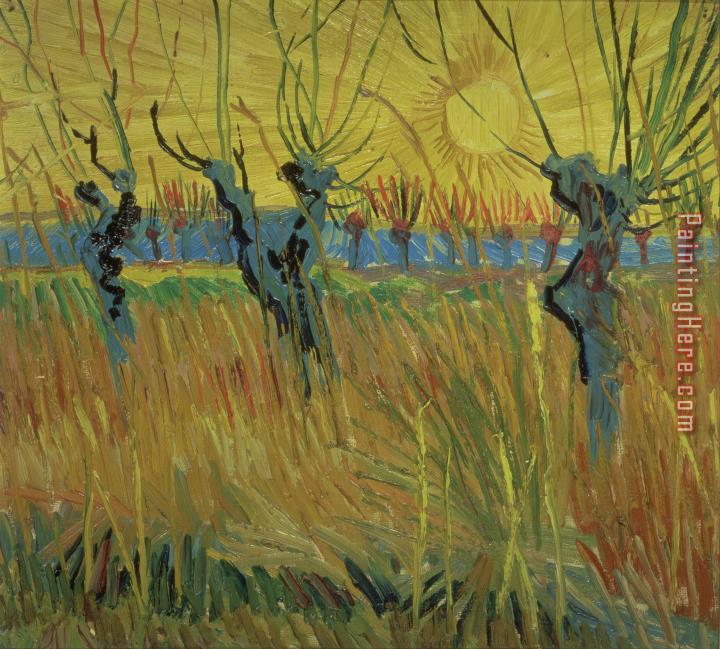 Vincent van Gogh Pollarded Willows and Setting Sun